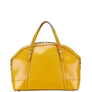 Gucci Guccissima Handbag Tote Bag Yellow Patent Vernis Leather
